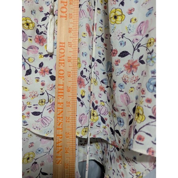 Lex & Madison Womens Medium Floral Peasant Blouse Cottagecore Tassel Tie Boho - Picture 5 of 6